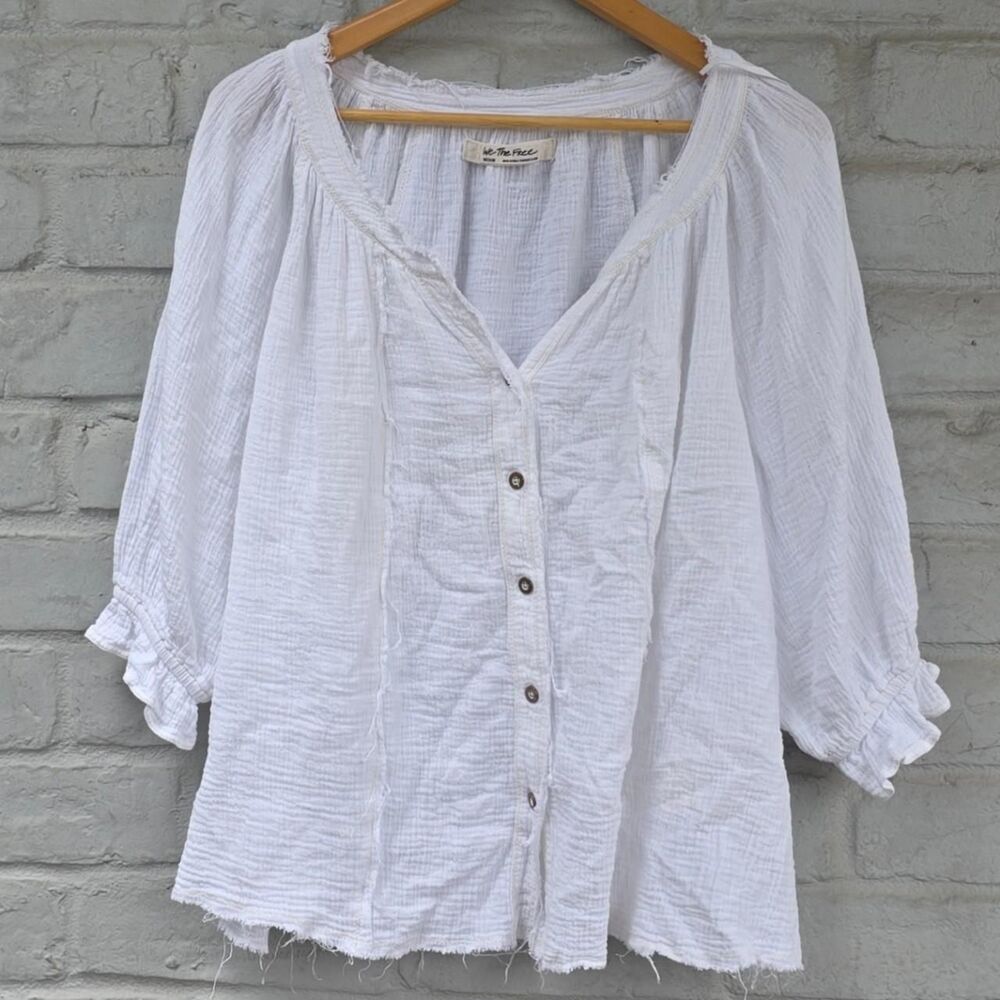 We The Free People Lucy Solid Swing Top - White Gauze - Size Medium - EUC - Picture 2 of 7